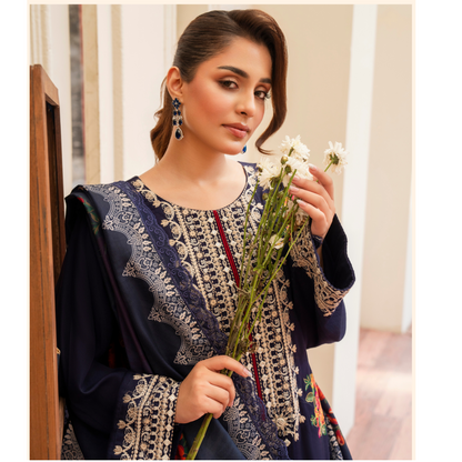 (NAVY BLUE) 3 Pc Ready to Wear Embroidered Collection | Karma Collection | UMKC0809