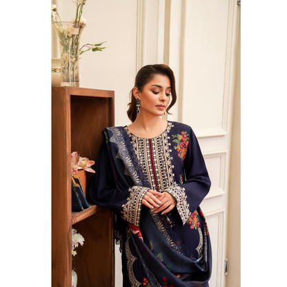 (NAVY BLUE) 3 Pc Ready to Wear Embroidered Collection | Karma Collection | UMKC0809