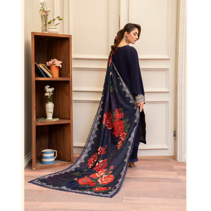 (NAVY BLUE) 3 Pc Ready to Wear Embroidered Collection | Karma Collection | UMKC0809