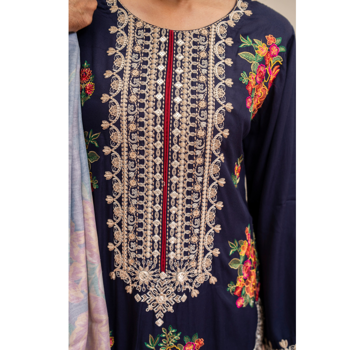 (NAVY BLUE) 3 Pc Ready to Wear Embroidered Collection | Karma Collection | UMKC0809