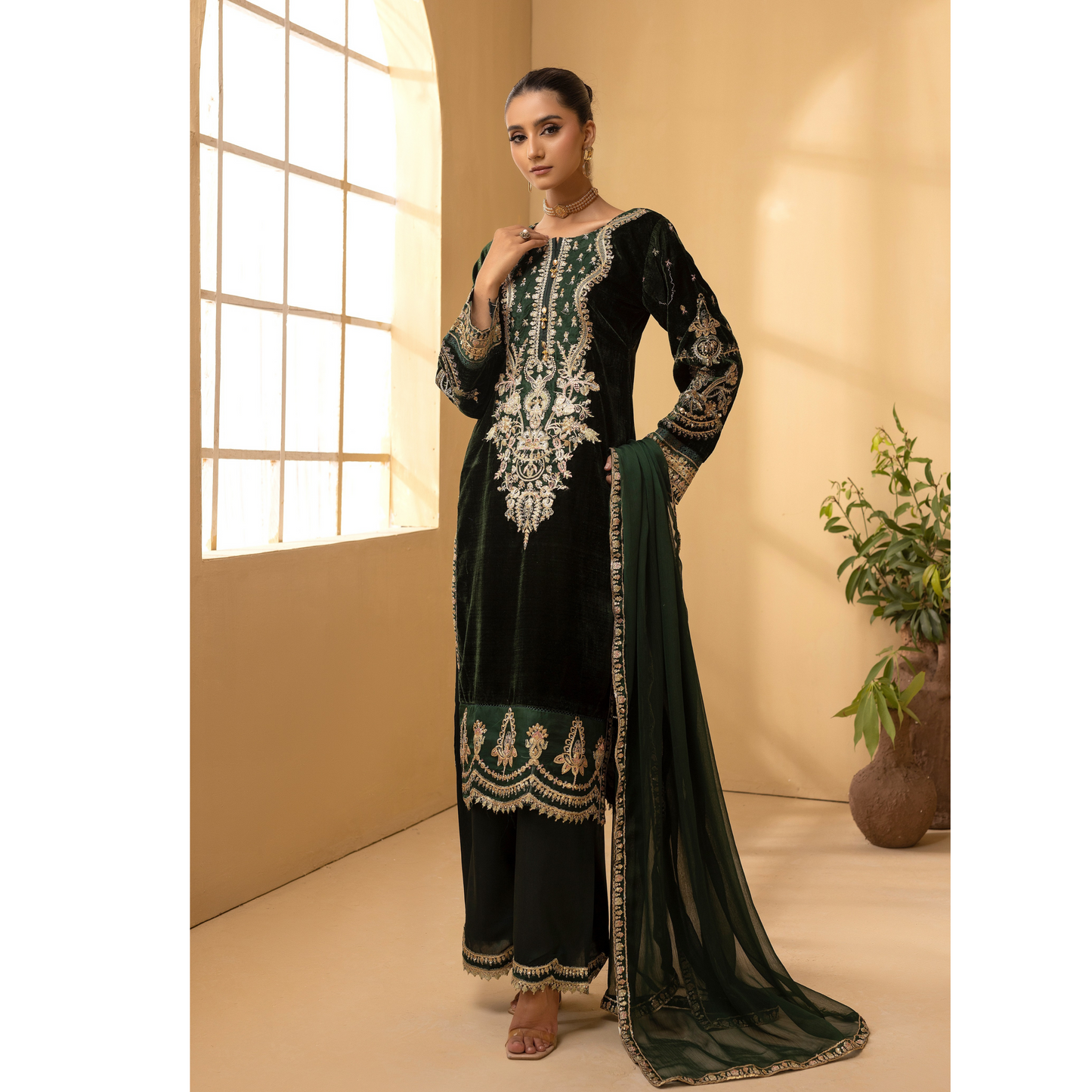 Luxury Velvet Ready to Wear Embroidered Collection by Simrans