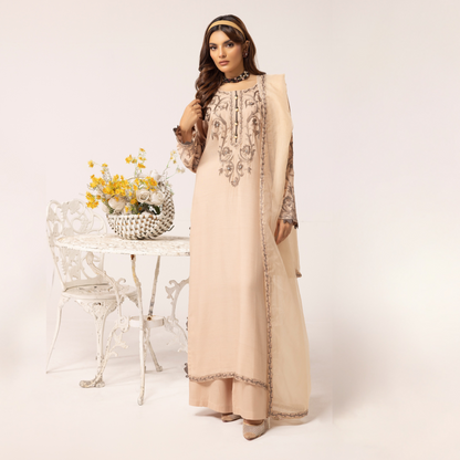 UMS-09 Floral Printed Embroidered Linen | 3 Pc | Ready-to-wear Dress - Simrans