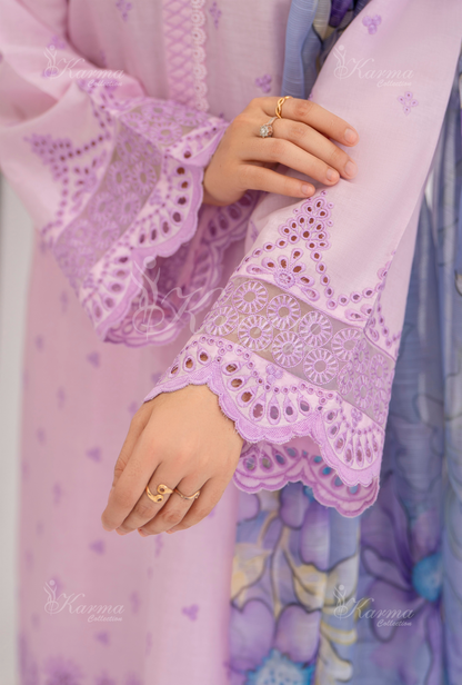 KC- 1388 | Pastel Pink | 3 Pc | Chikenkari Cotton Lawn | Karma Collection