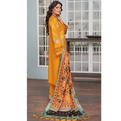 (TURMERIC) Heavy Embroidered Dhanak Ready to Wear Dress - MUNIRA