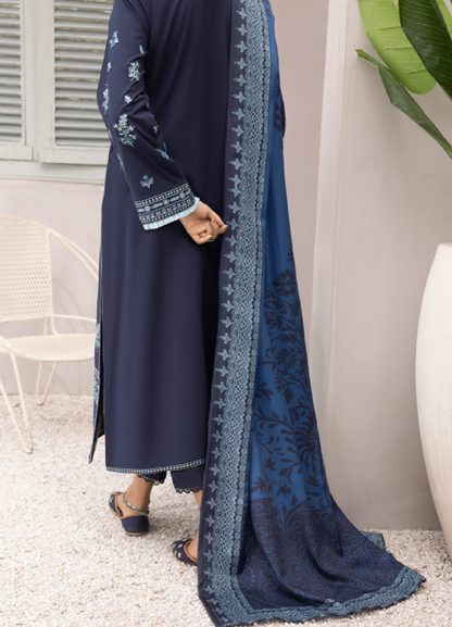 3-Piece Embroidered Dhanak Dress with Pashmina Silk Shawl