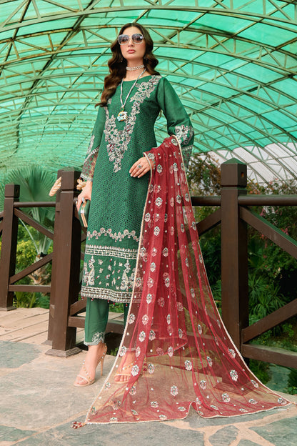 (Bright Green) 3 Pc Mother & Daughter  Luxury Lawn by Simrans