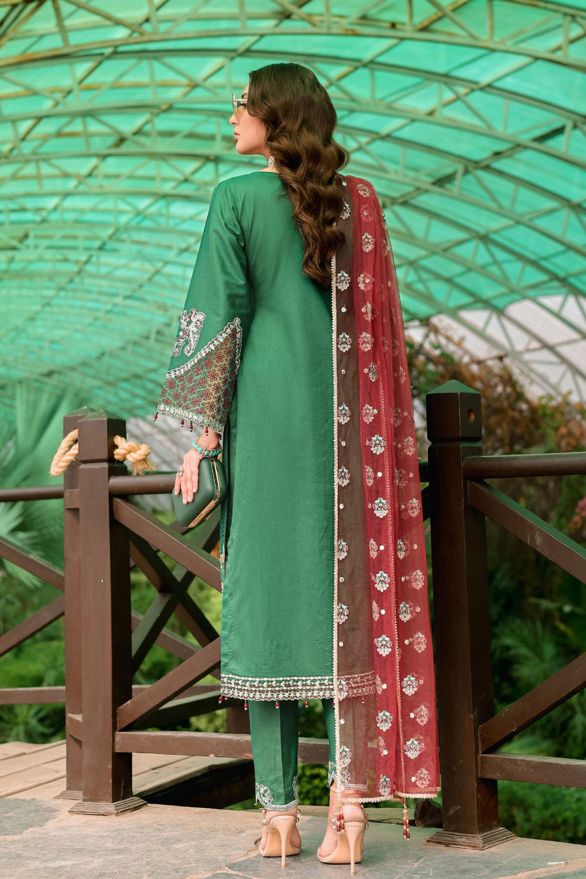 (Bright Green) 3 Pc Mother & Daughter  Luxury Lawn by Simrans