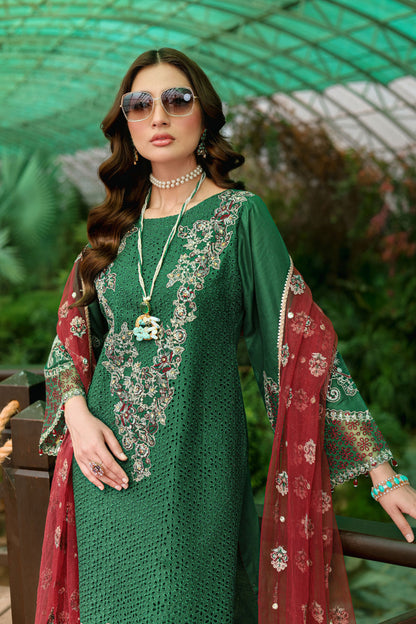 (Bright Green) 3 Pc Mother & Daughter  Luxury Lawn by Simrans