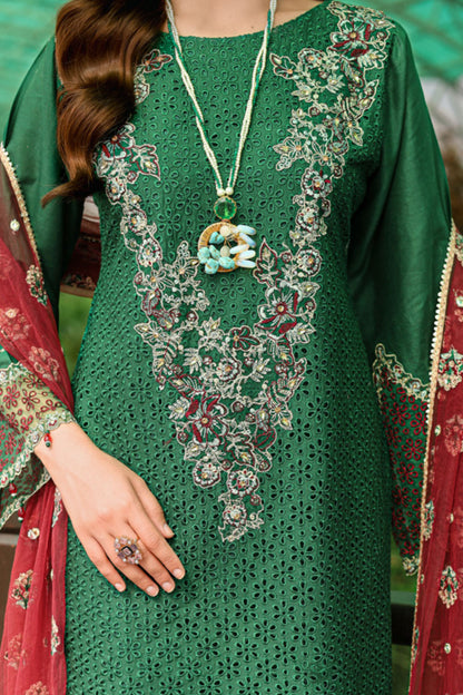 (Bright Green) 3 Pc Mother & Daughter  Luxury Lawn by Simrans