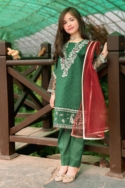 (Bright Green) 3 Pc Mother & Daughter  Luxury Lawn by Simrans