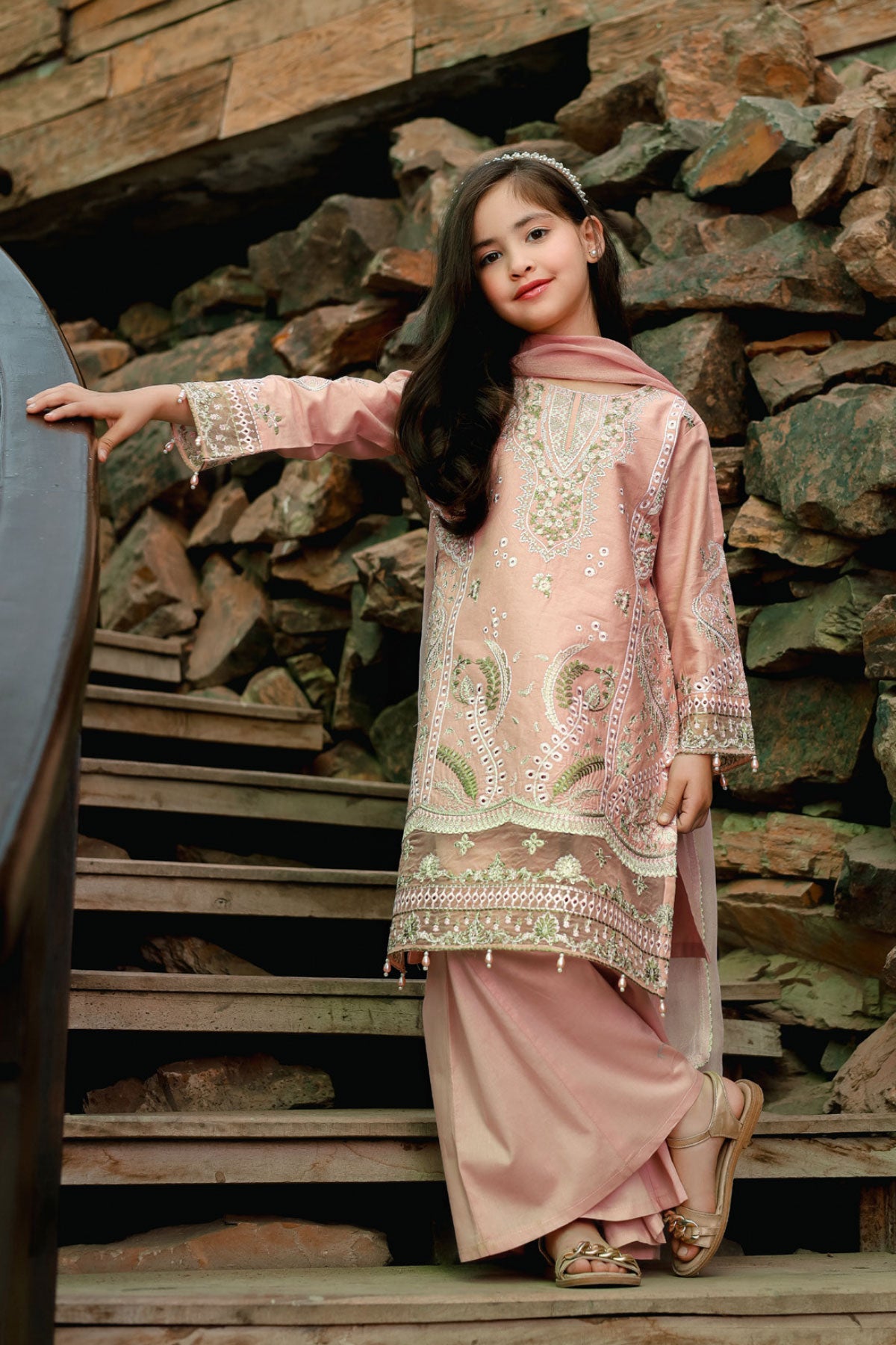 (PINK) 3 Pc Mother & Daughter Luxury Lawn by Simrans