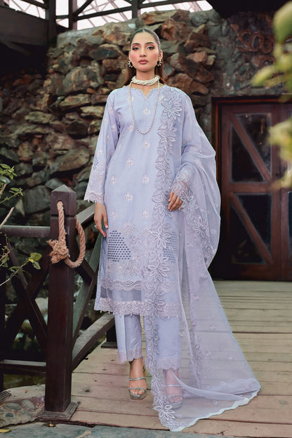 (Lilac) 3 Pc Mother & Daughter Luxury Lawn by Simrans