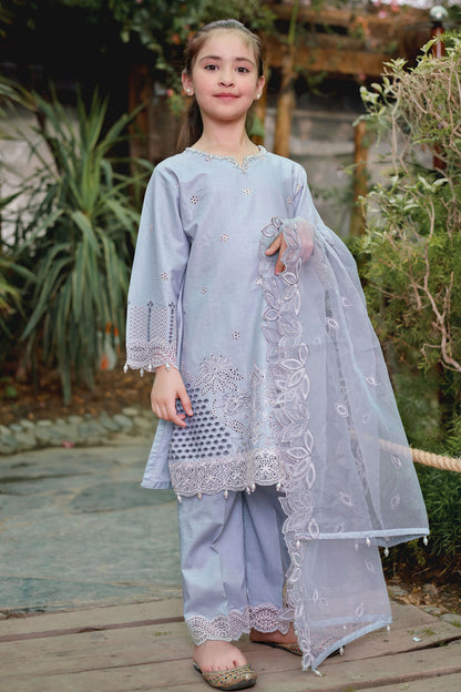 (Lilac) 3 Pc Mother & Daughter Luxury Lawn by Simrans