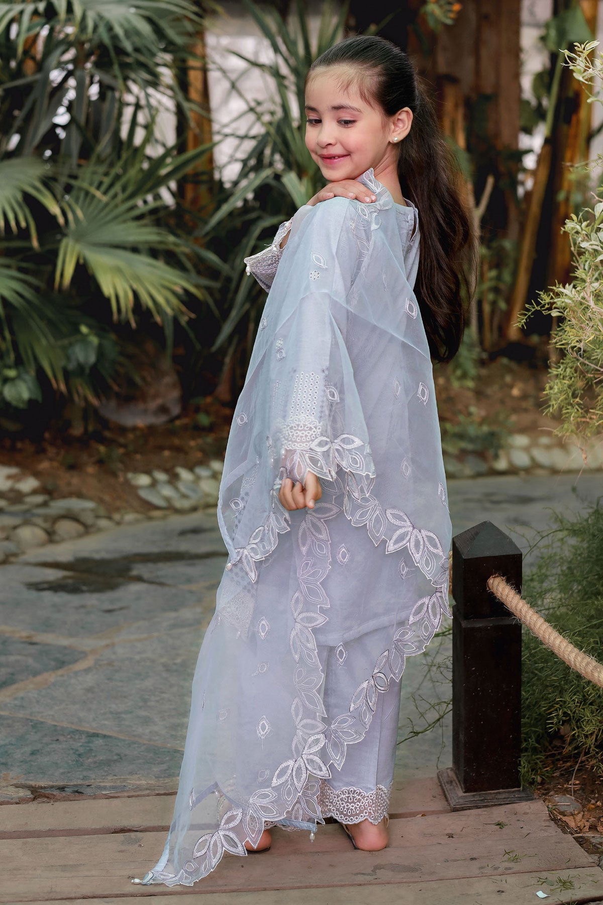 (Lilac) 3 Pc Mother & Daughter Luxury Lawn by Simrans