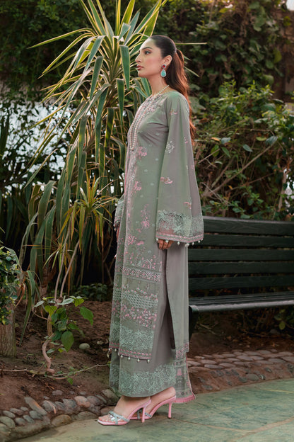 (Grey) 3 Pc Mother & Daughter Luxury Lawn by Simrans