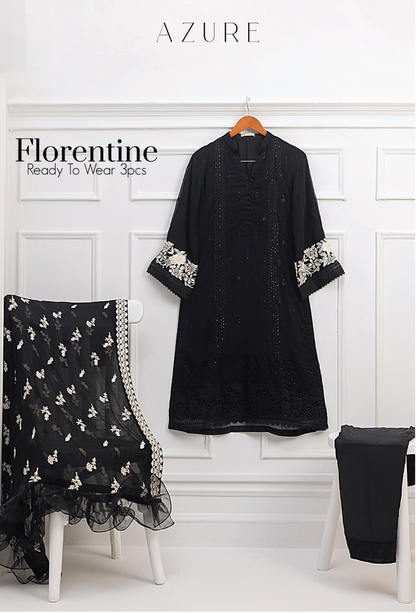 Azure Black 3 Pc Chiffon Embroidered Collection : Twilight Glitz