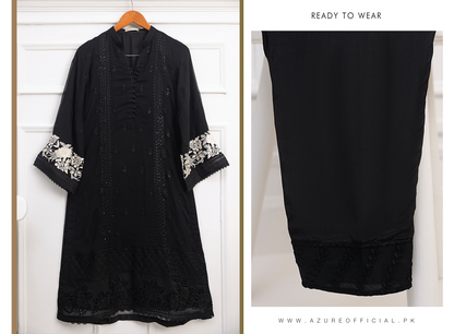 Azure Black 3 Pc Chiffon Embroidered Collection : Twilight Glitz