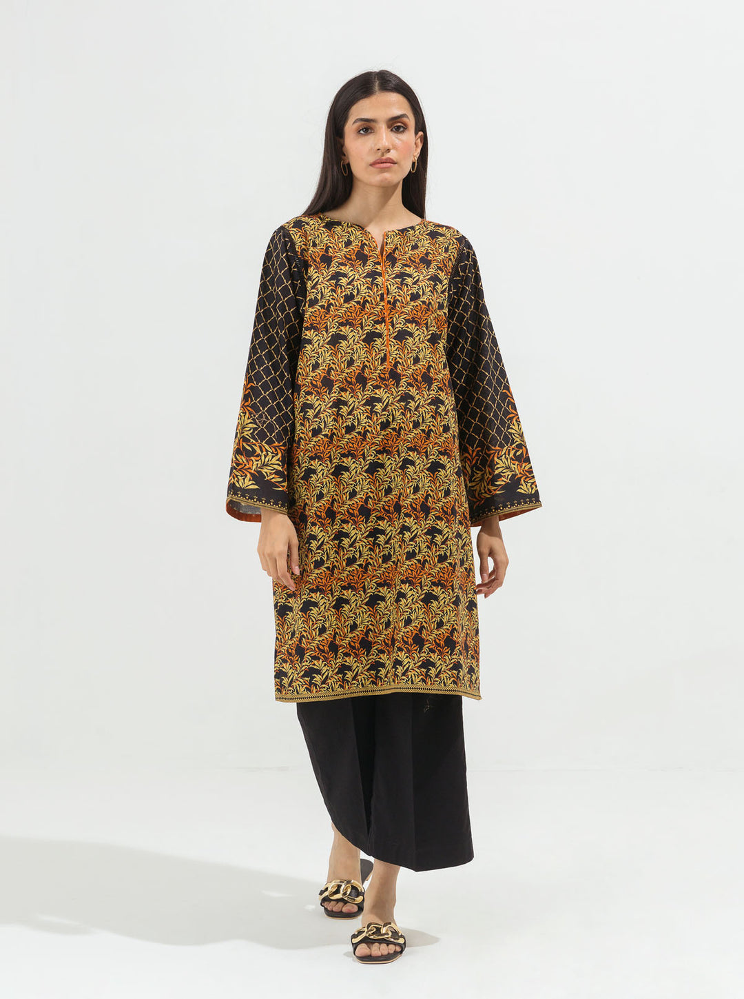 Black Printed Lawn Shirt by beechtree