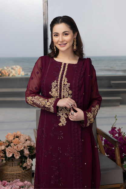 Luxe By Azure Embroidered 3 Piece Suits Carnelian