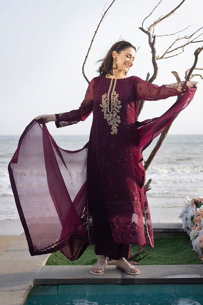 Luxe By Azure Embroidered 3 Piece Suits Carnelian