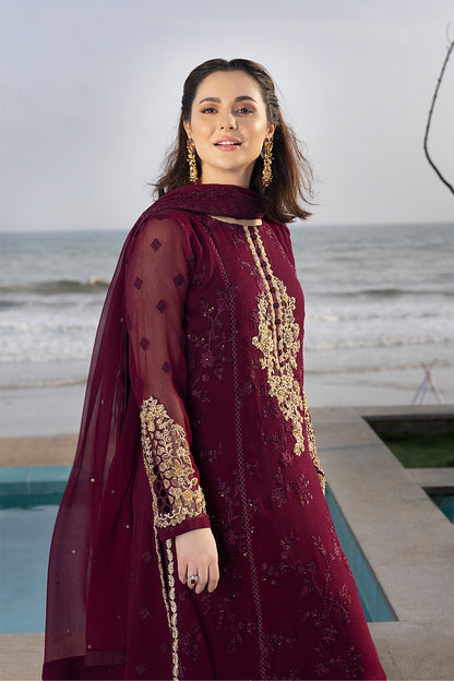 Luxe By Azure Embroidered 3 Piece Suits Carnelian