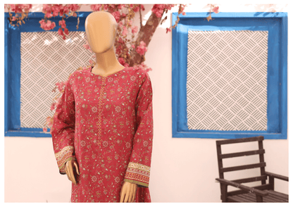 (Persian Red) 2 Pc Printed Lawn Frock by Naubahar