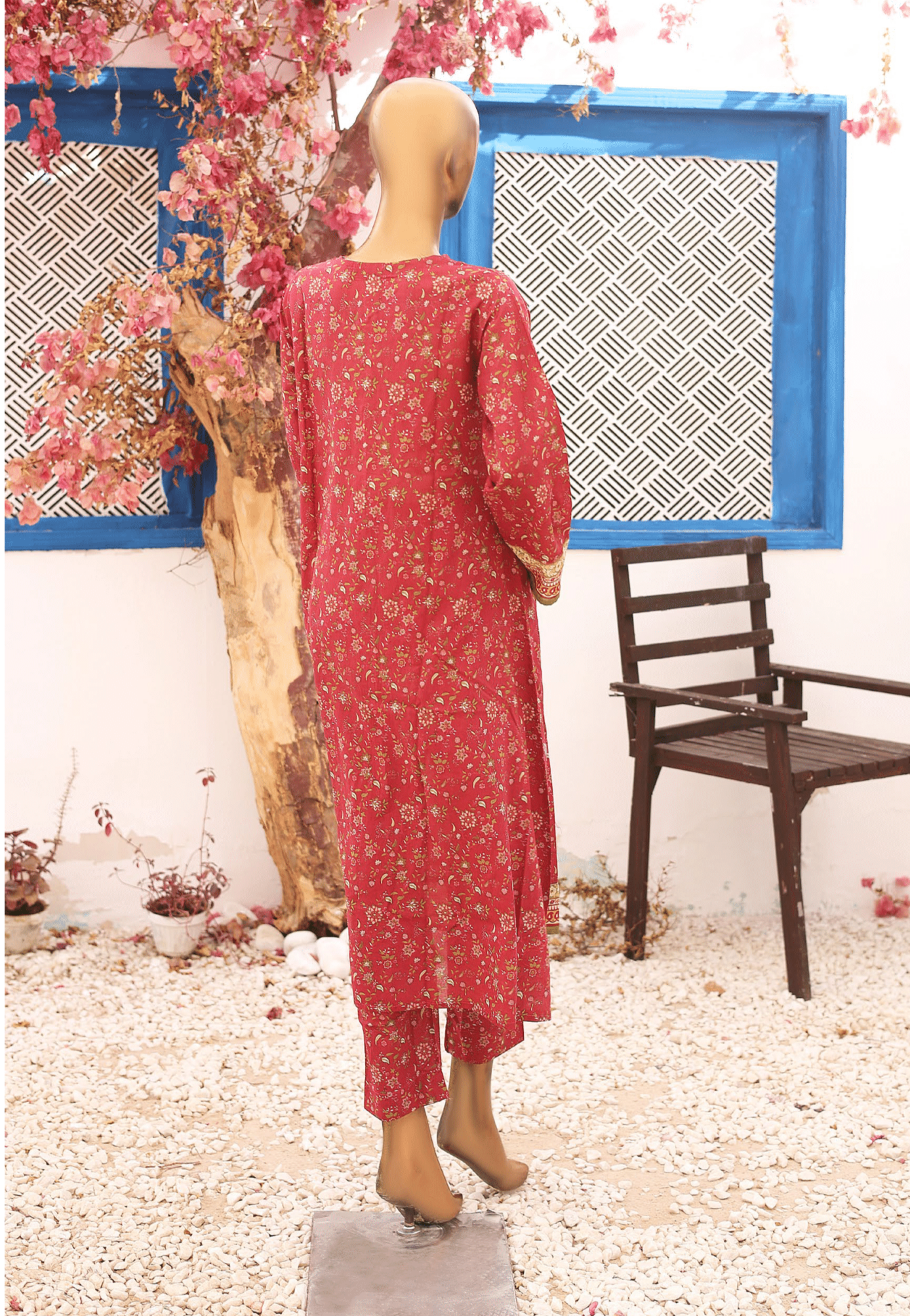 (Persian Red) 2 Pc Printed Lawn Frock by Naubahar