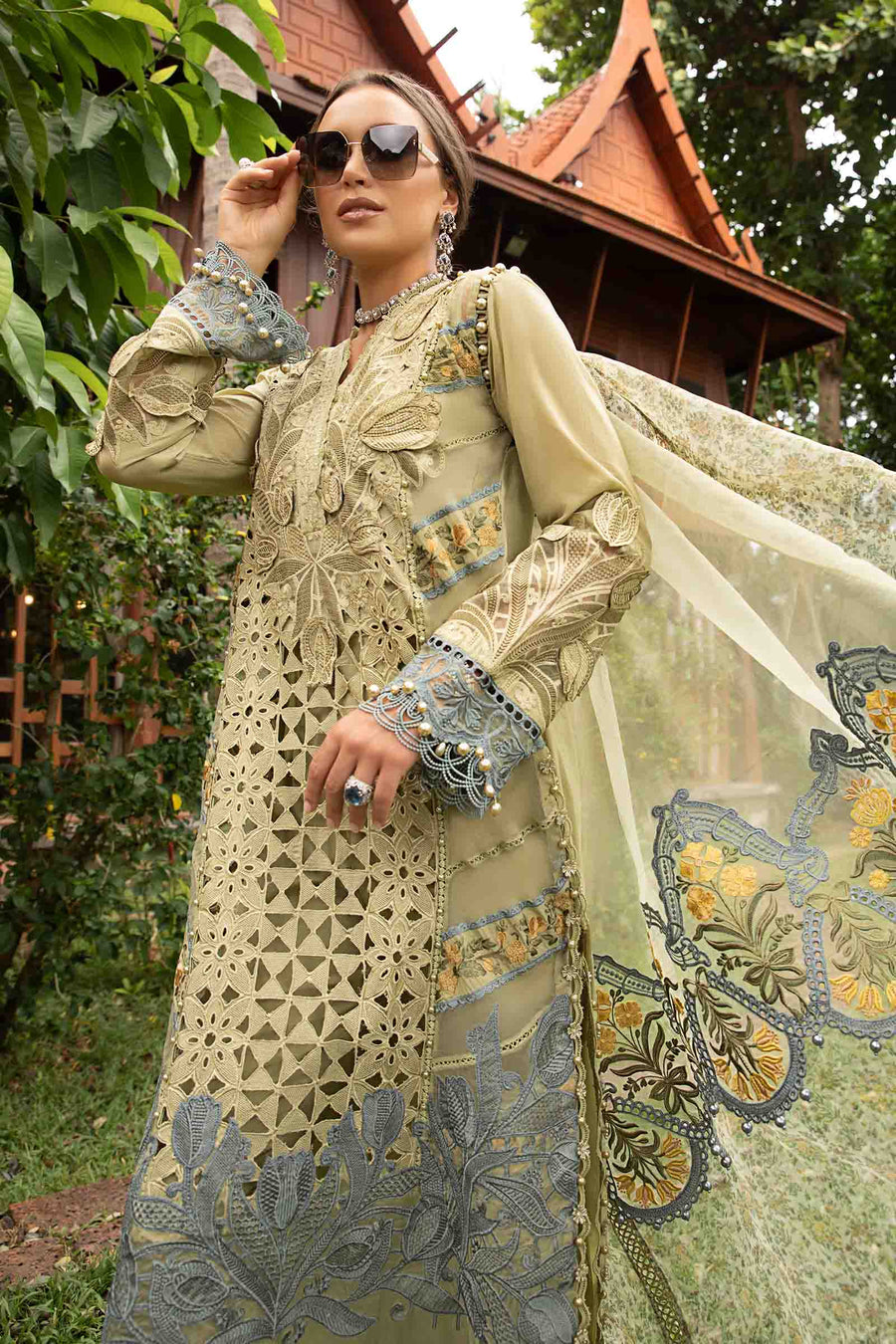 (Pista Green) Embroidered Luxury Lawn Collection-MARIA.B