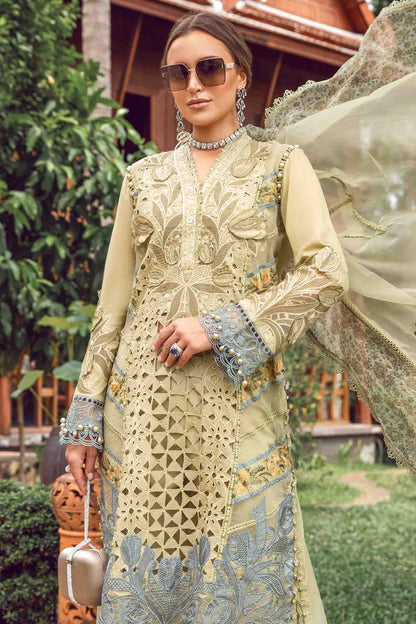 (Pista Green) Embroidered Luxury Lawn Collection-MARIA.B