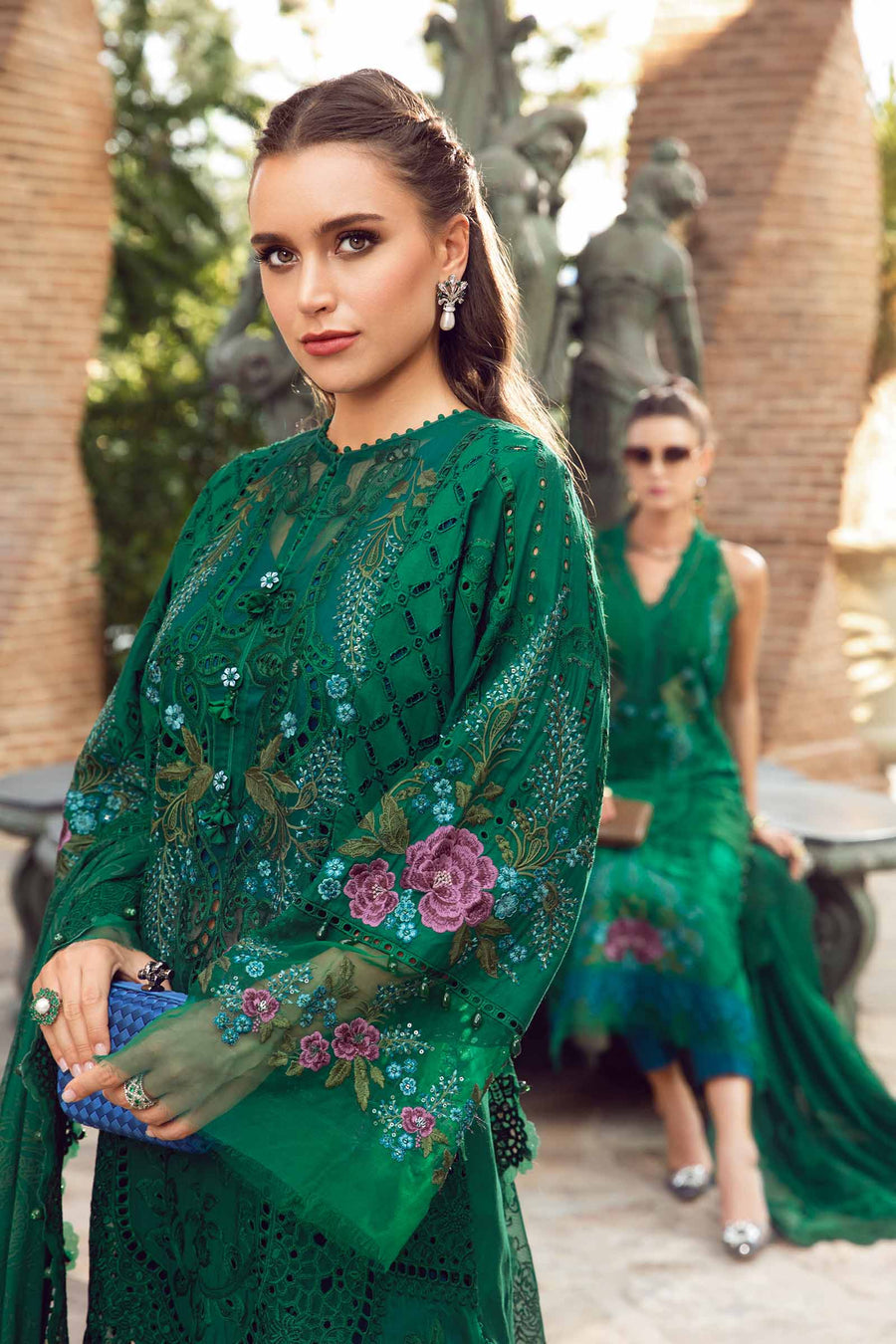 (Green) Embroidered Luxury Lawn Collection-MARIA.B)