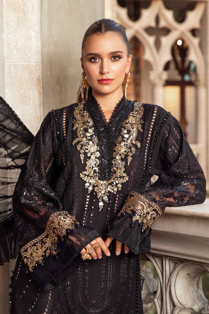 (Black) Embroidered Luxury Lawn Collection-MARIA.B)