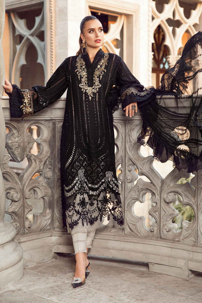 (Black) Embroidered Luxury Lawn Collection-MARIA.B)