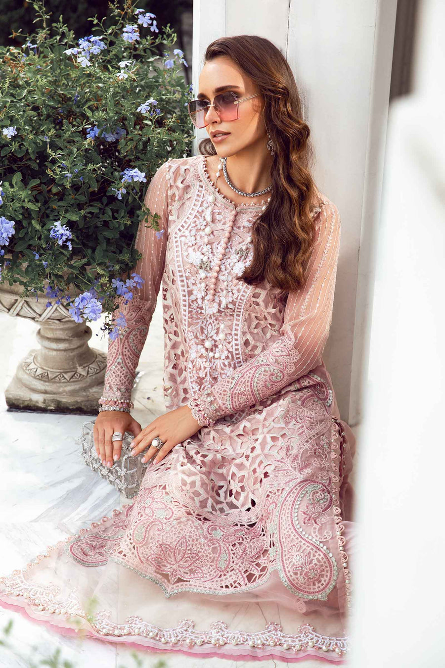 (Pink) Embroidered Luxury Organza Collection-MARIA.B