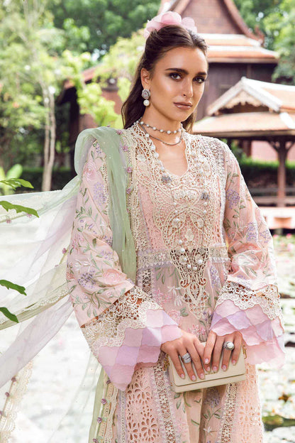 (Peach) Embroidered Luxury Lawn Collection-MARIA.B