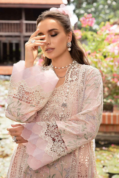 (Peach) Embroidered Luxury Lawn Collection-MARIA.B