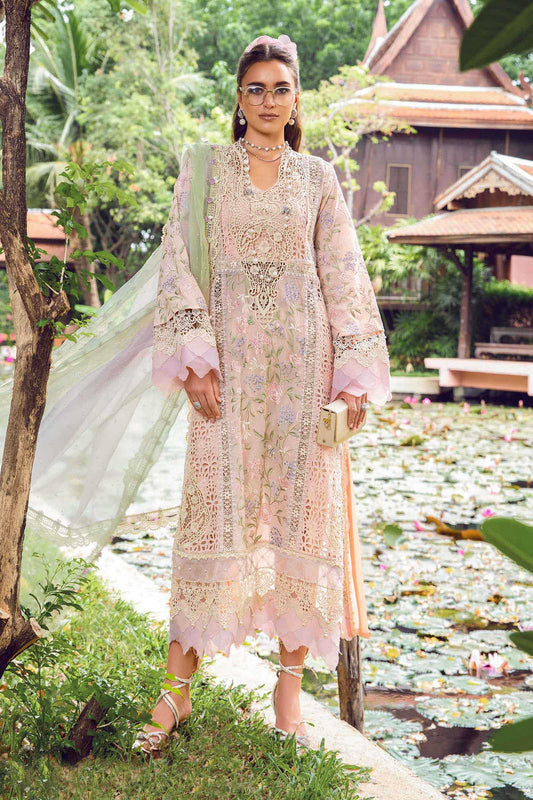 (Peach) Embroidered Luxury Lawn Collection-MARIA.B