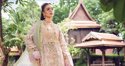 (Peach) Embroidered Luxury Lawn Collection-MARIA.B