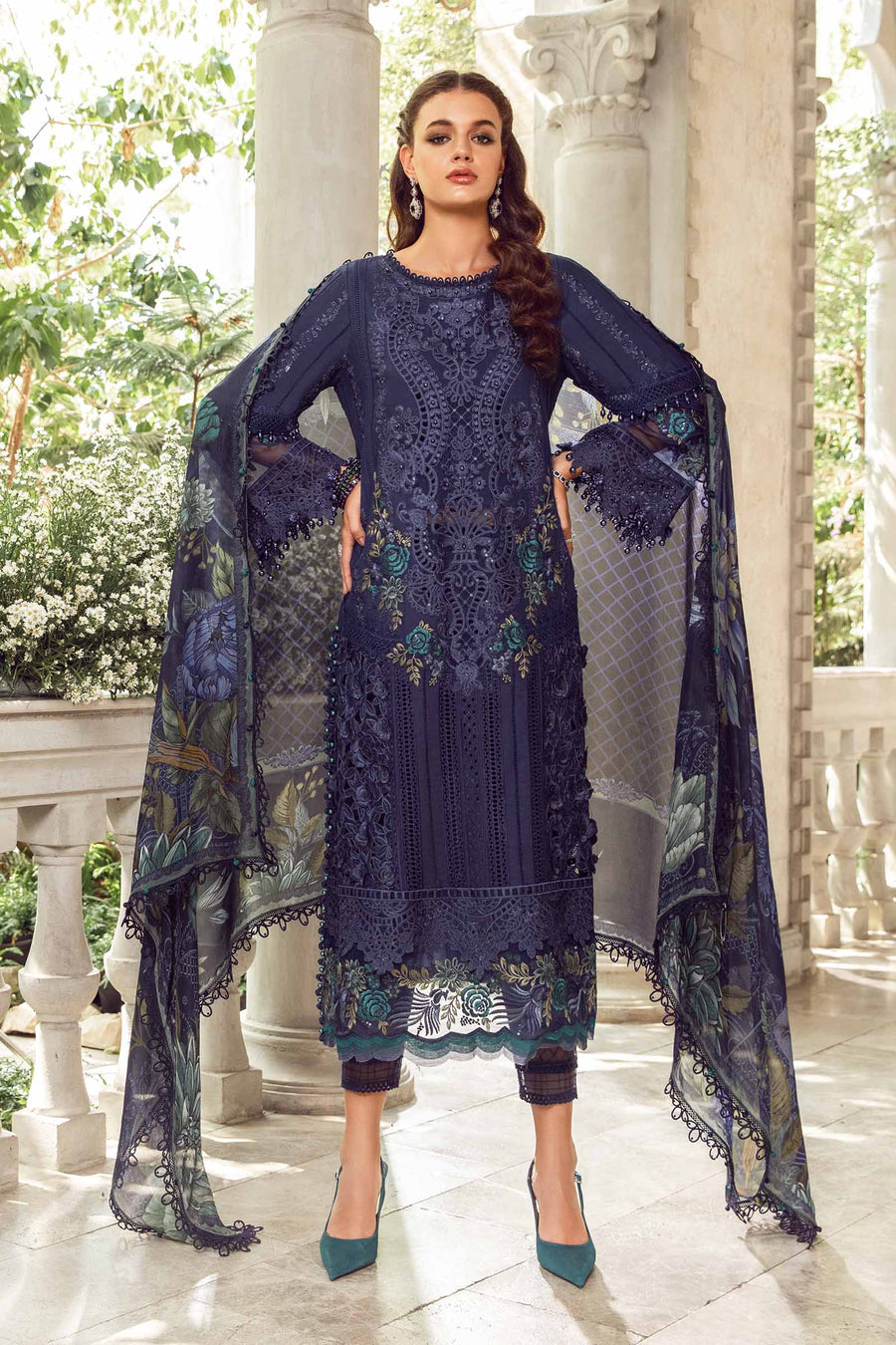 (Navy Blue) Embroidered Luxury Lawn Collection-MARIA.B