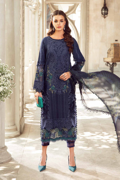 (Navy Blue) Embroidered Luxury Lawn Collection-MARIA.B