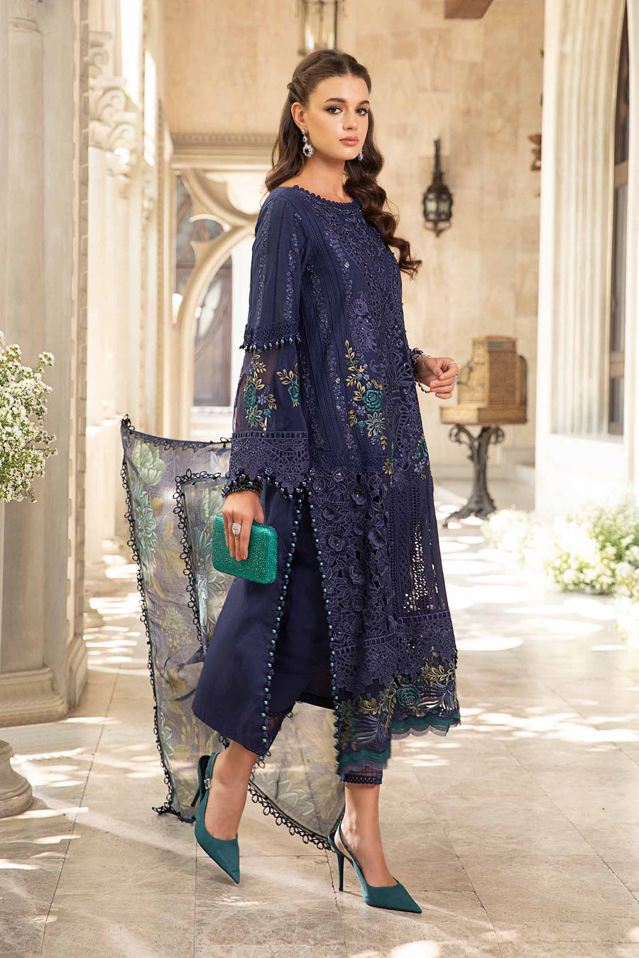 (Navy Blue) Embroidered Luxury Lawn Collection-MARIA.B