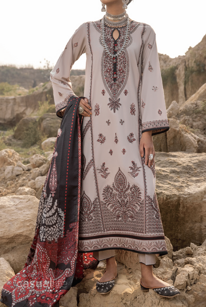 3-Piece Stitched Embroidered Linen Collection - Casuallite