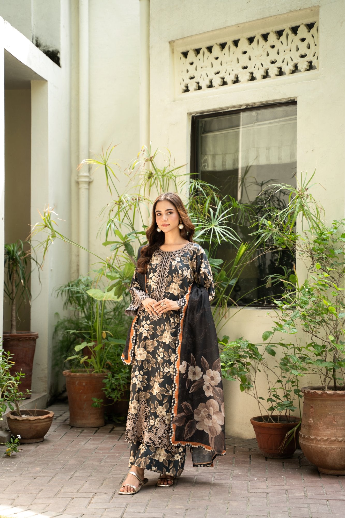 (Multi) 3 Pc Floral Printed Linen Dress-Raniya.h