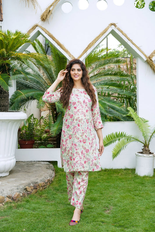 Multi Floral Printed Lawn 2 Pc - Simrans