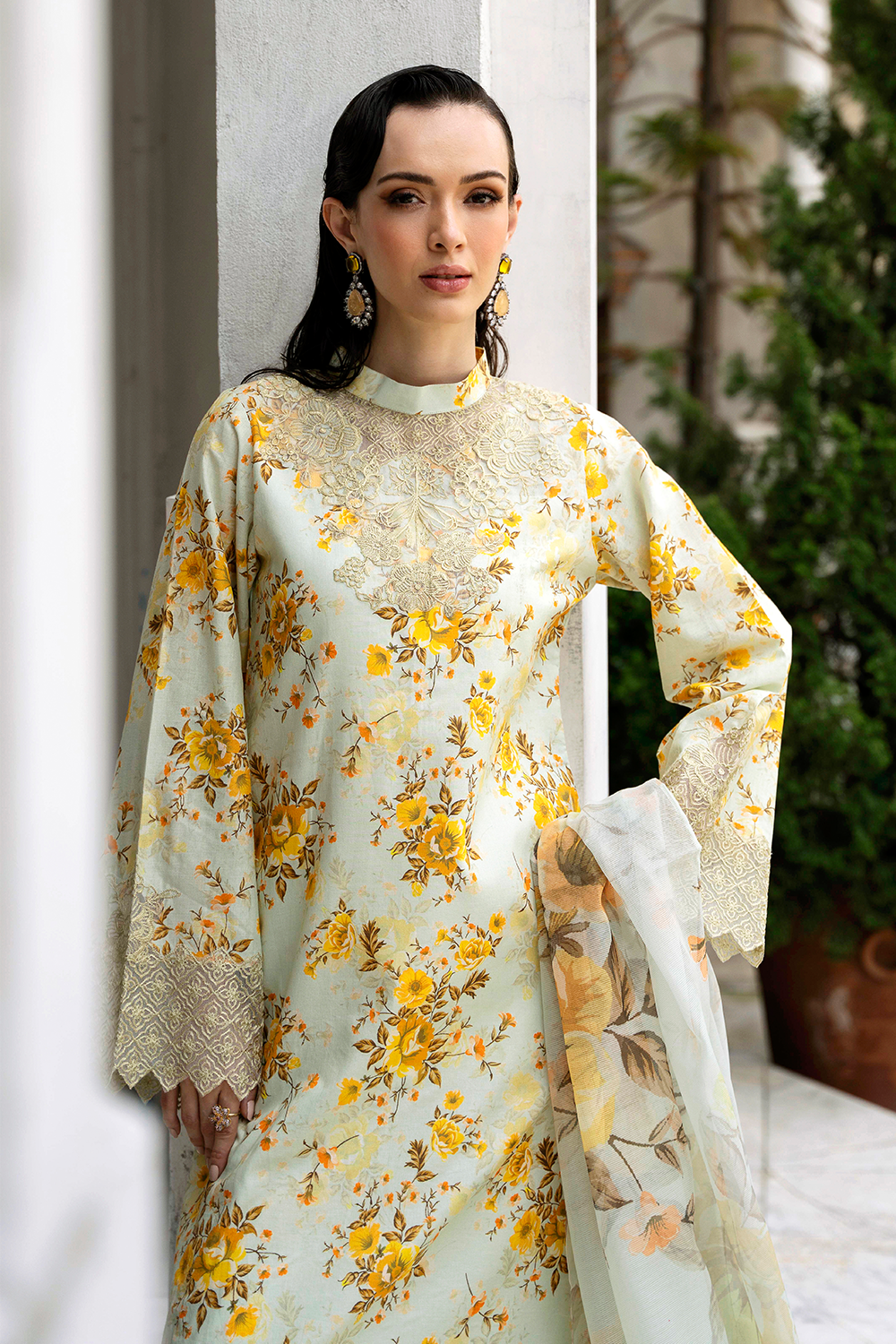 Multi  Embroidered Cambric Lawn 3 Pc Dress - Esra Fashion