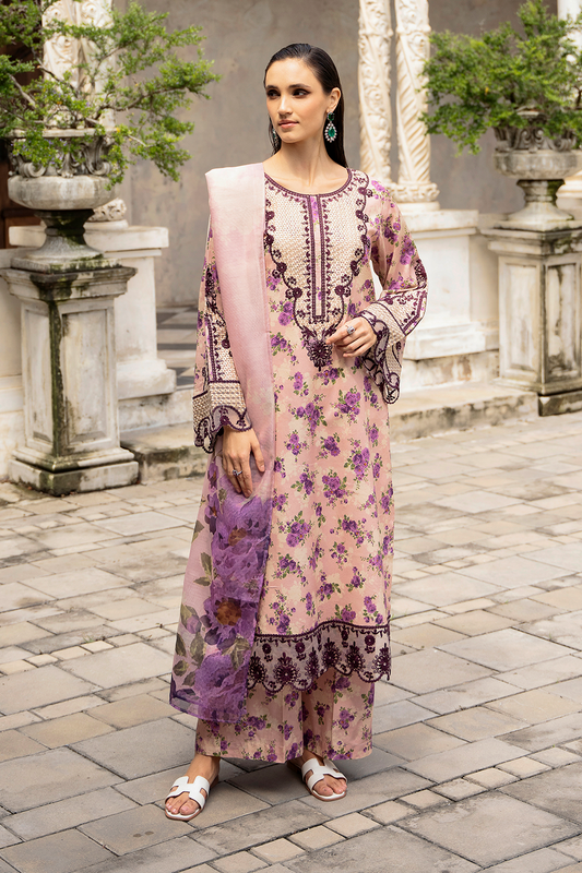 Multi  Embroidered Cambric Lawn 3 Pc Dress - Esra Fashion