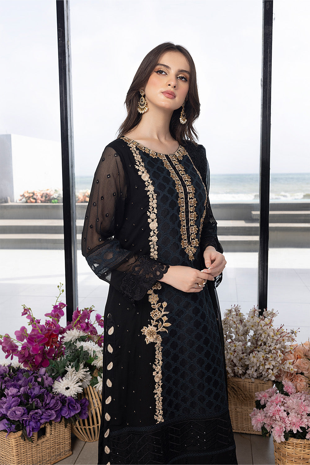 Luxe By Azure Embroidered 3 Piece Suit Flint Fantasy