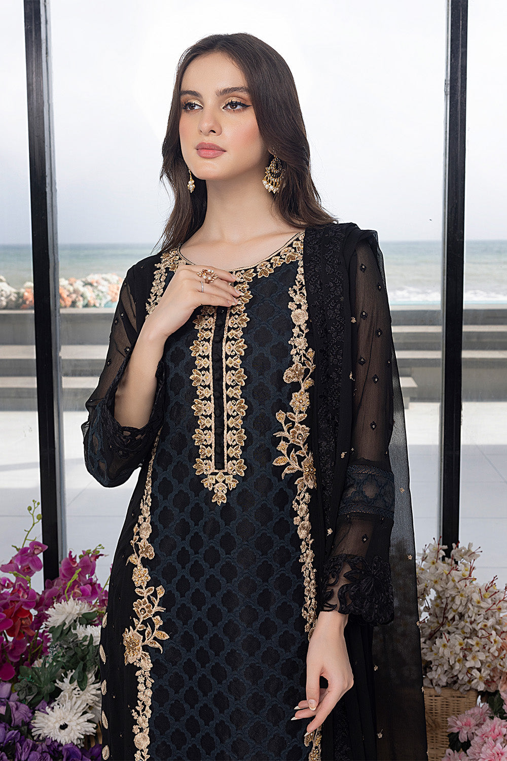 Luxe By Azure Embroidered 3 Piece Suit Flint Fantasy