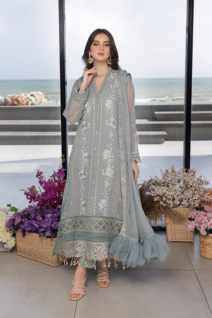 Luxe By Azure Embroidered 3 Piece Suits Floral Fringe