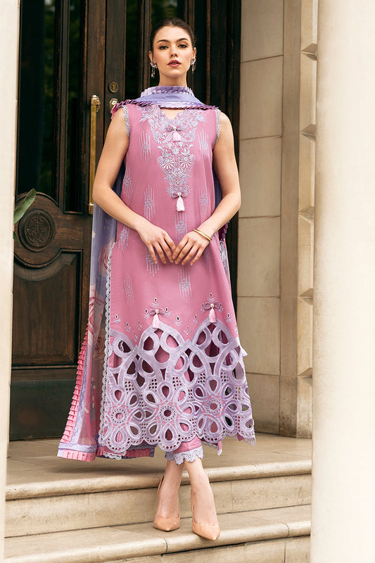 (Pink) 3 Pc Luxury Embroidered Lawn Collection- Mushq