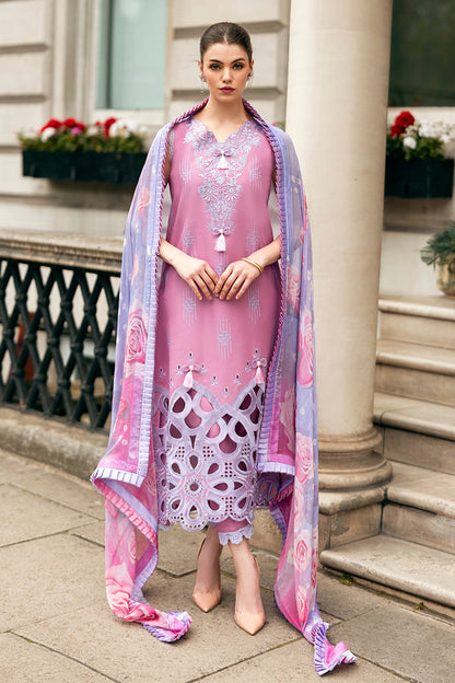 (Pink) 3 Pc Luxury Embroidered Lawn Collection- Mushq